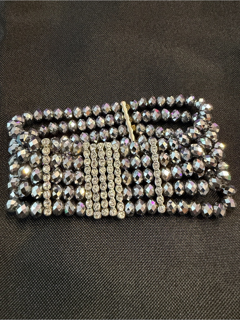 Park Lane Multi Strand Hematite Crystal Statement Bracelet
